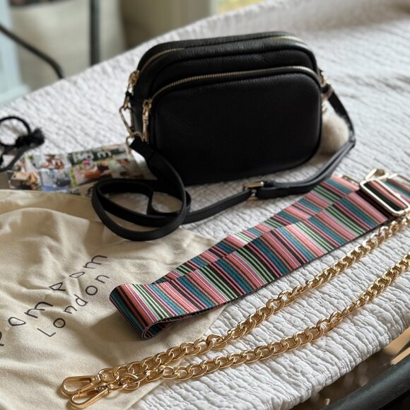Pom Pom London Mayfair crossbody bag in Black - ** Includes THREE straps! ** - Picture 6 of 6